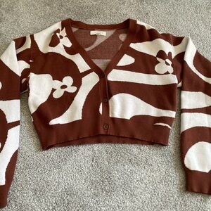 Brown and white Pacsun cropped sweater